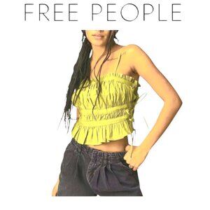 Free People Sleeveless Fairycore Tiered Gabby Convertible Limoncello Top XS